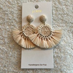 NWT J Crew Raffia Fan Statement Earrings